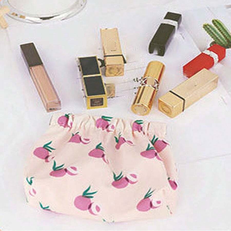 迷你女孩口紅收納包清新小花布防水包彈簧閉合化妝包1個