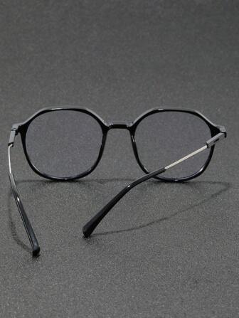 1pc Men's Geometric Pc Frame Glasses With Clear Lenses, Suitable For Daily Use Clear Glasses Accessories