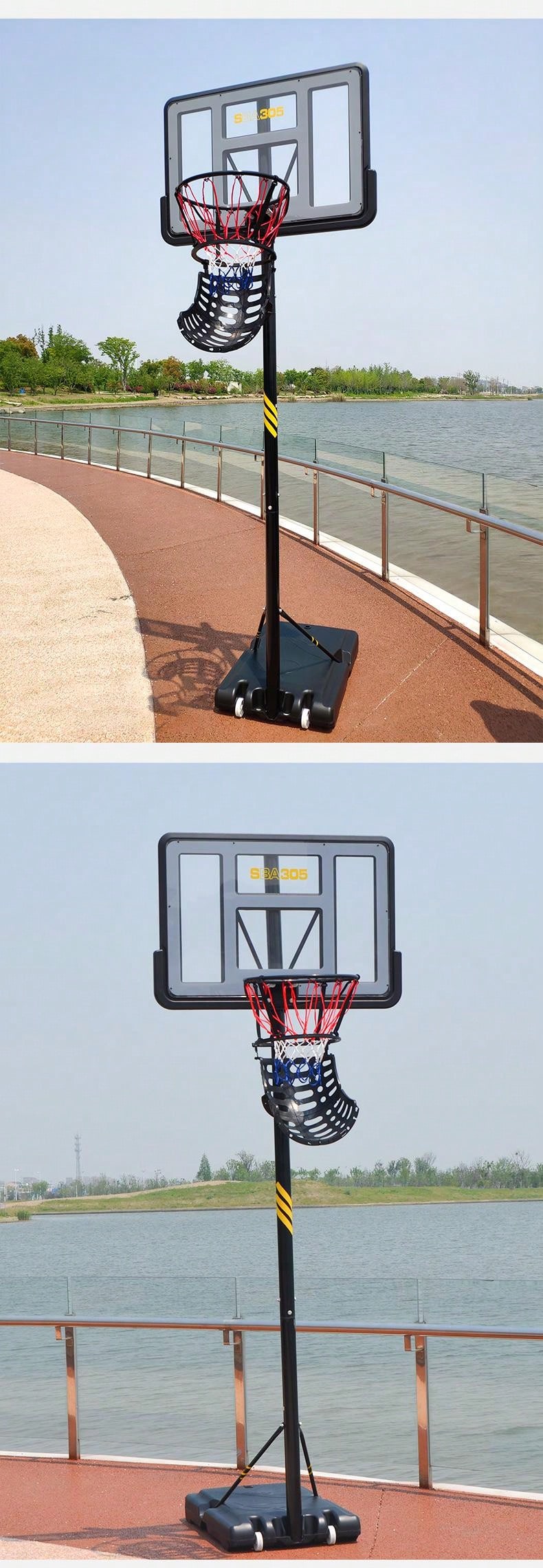 SEGMART Basketball Return Attachment, Ball Return System for Basketball 360 Degree Rotatable