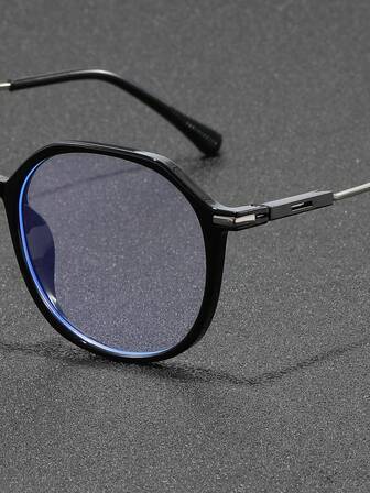 1pc Men's Geometric Pc Frame Glasses With Clear Lenses, Suitable For Daily Use Clear Glasses Accessories