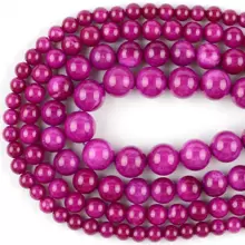 1條天然黃玉石圓形散珠，可用於珠寶製作DIY手鍊，手工製作，直徑分別有4/6/8/10/12mm - 紫色 - 查看 5