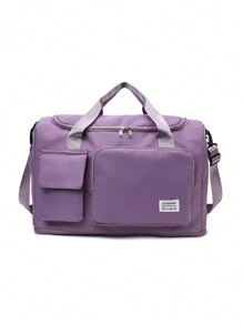 纯色尼龙可折叠手提行李袋带独立鞋仓运动瑜伽健身衣物收纳袋旅行袋