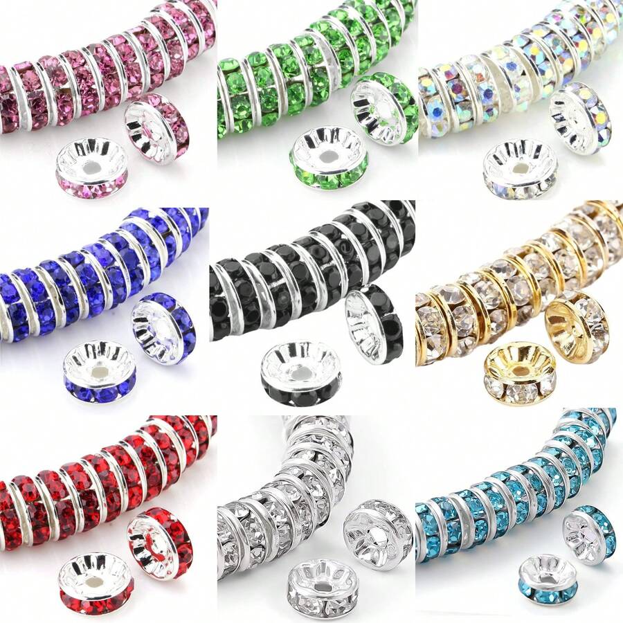 6mm銀鍍斯洛伐克水晶鑲嵌圓球間隔珠,適用於手鍊首飾製作的散珠 - 6毫米 - 查看 1