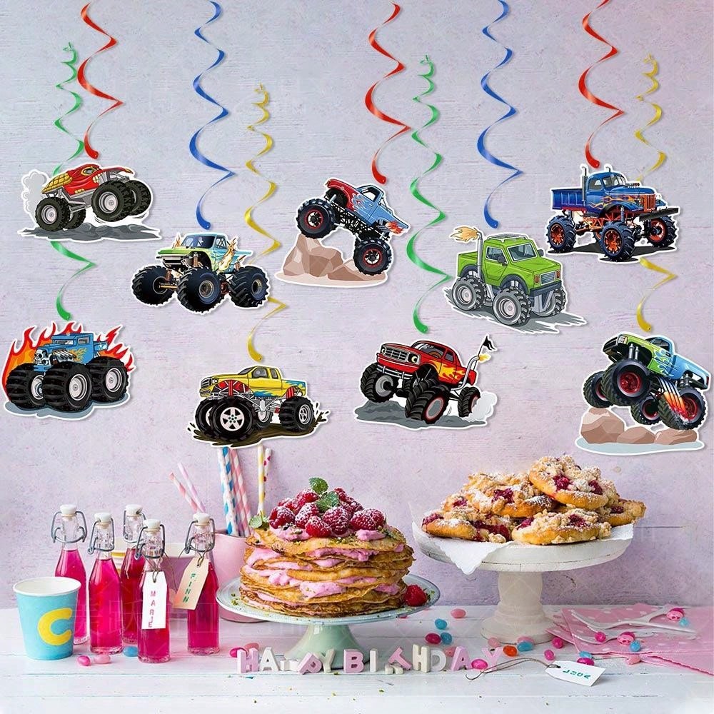 1 Set Of Spiral Decorations Offroad Vehicle Themed Birthday Party
