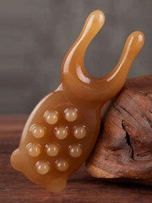 1pc Cute Goldfish Shaped Massage Comb Scalp Comb for Relaxing Eye and Face Meridians, Multifunctional Wide Meridian Gua Sha Tool, for Jawline Sculpting, Puffiness Reducing, Stimulate Hair Growth, for Head, Neck, Shoulder, Legs, Hand and Face Relaxation, Acupuncture Point Stimulation Massage Tools - Brown - View 5