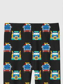 2pcs Tween Boy Truck Print Snug Fit Pajama Set For Home