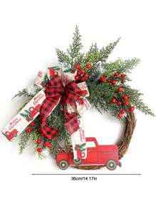 1個36cm聖誕門花環,車模造型紅莓牆掛飾品,聖誕新年宴會家居裝飾