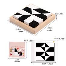 1入組益智玩具,活動立方體木頭早期教育隱藏積木拼圖,邏輯訓練書桌遊戲腦筋急轉彎玩具 - 黑與白 - 查看 5