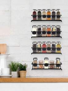 1入組掛牆式香料架,適用於櫥櫃門,黑色調味品架,廚房櫥櫃餐具室門可掛式香料罐架 - 黑色 - 查看 7