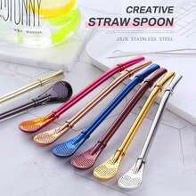 1pc 304 Stainless Steel Filter Straw Spoon, Suitable For Daily Use - Gold - View 5