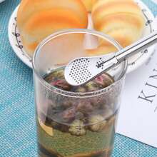 1pc 304 Stainless Steel Filter Straw Spoon, Suitable For Daily Use - Gold - View 6