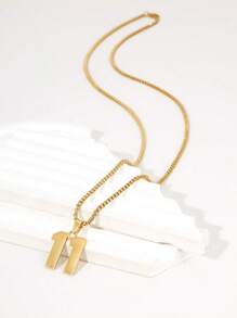 1 Pc Golden Digital Necklace For Men And Boys, Personalized And Customized Lucky Stainless Steel Knitted Baseball/Football/Basketball Digital Chain Pendant For Both Men And Women,If There Are Too Many Product Styles, Please Refer To The Actual Product Received