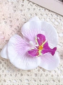 10入組白色和紫色的人造蝴蝶蘭花 - 白紫色 - 查看 3