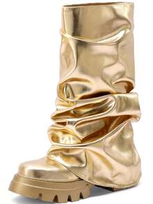 golden metallic boots - Gold - View 2