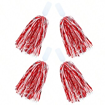 1套4個紅白色啦啦隊花球跳舞,足球,籃球,運動派對啦啦隊道具