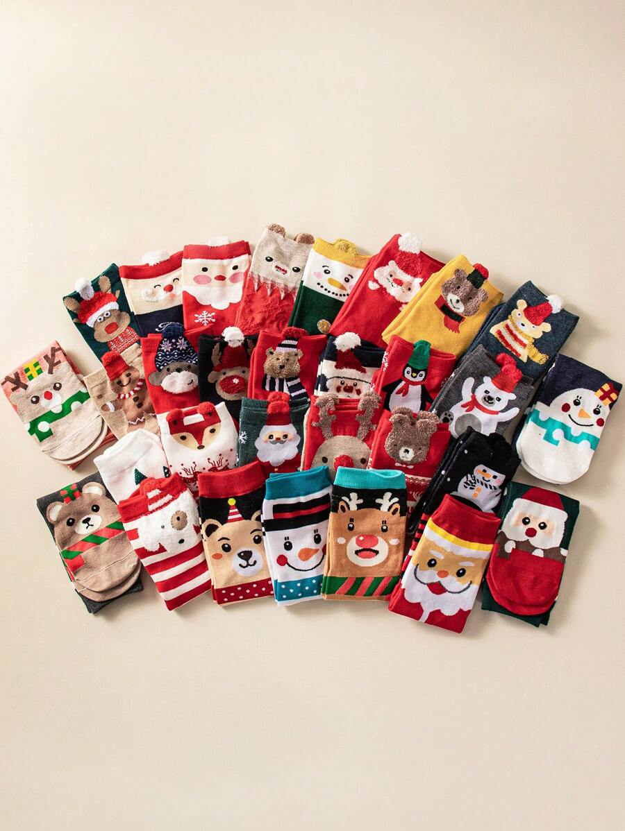2/5/10 đôi tất chủ đề Giáng sinh với thiết kế như cây thông Noel, tuần lộc, ông già Noel, người tuyết, mũ ông già Noel, chim cánh cụt. Tất cổ cao chống mùi, thấm hút ẩm, giản dị và thời trang, thích hợp làm quà tặng Giáng sinh hoặc cho các bữa tiệc ngày lễ. Nhiều kiểu dáng được gửi ngẫu nhiên. - Nhiều màu - Xem 1