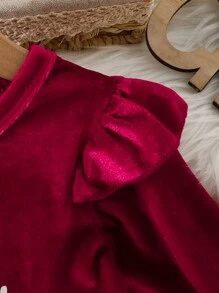 2 szt./zestaw Niemowlę Dziecko Dziewczyny Boże Narodzenie Długi Rękaw Sukienka Z Body Z Futrzany Obszycie I Kapelusz