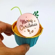 6入組聖誕節亮片圓形蛋糕裝飾餅垫,派對裝飾用品