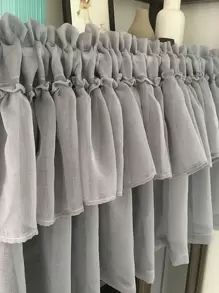 1pc Simple Cafe Curtain, Windowsill Short Curtain, No Drilling Required, Bedroom Decor Curtain, Semi-Sheer, Dust-Proof, Rod Pocket - Grey - View 1