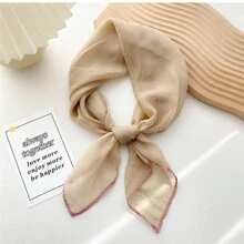 1pc Ladies' 70cm Solid Color Cloud Chiffon Scarf Headband - Khaki - View 1