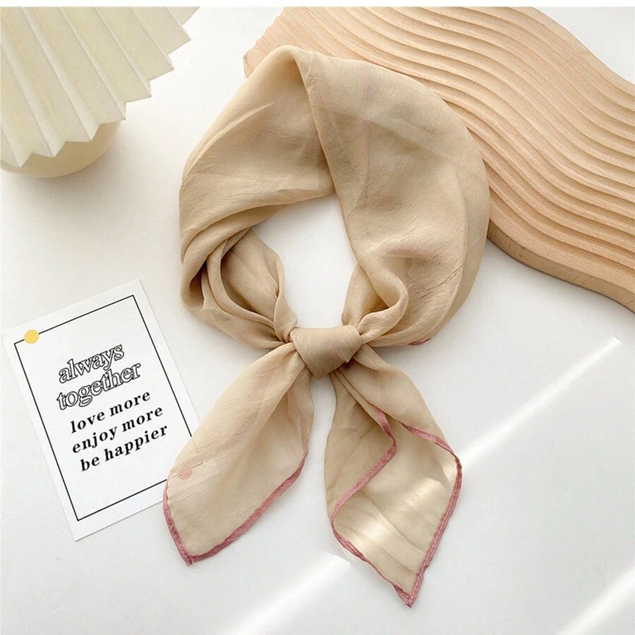 1pc Ladies' 70cm Solid Color Cloud Chiffon Scarf Headband - Khaki - View 1