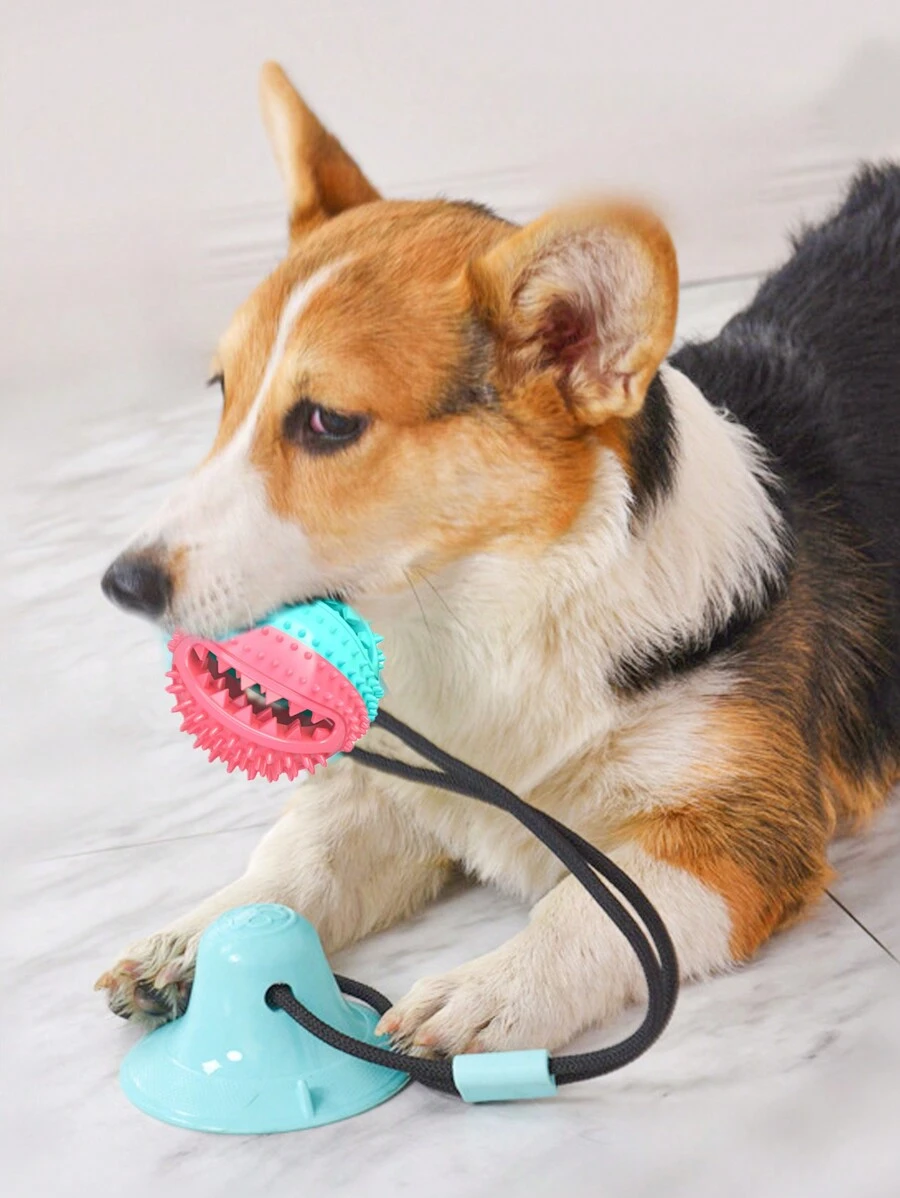 1pc Suction Cup Dog Toy Grinding Teeth & Slow Feeder & Stress Relief With Bell For Pet - Multicolor - View 1