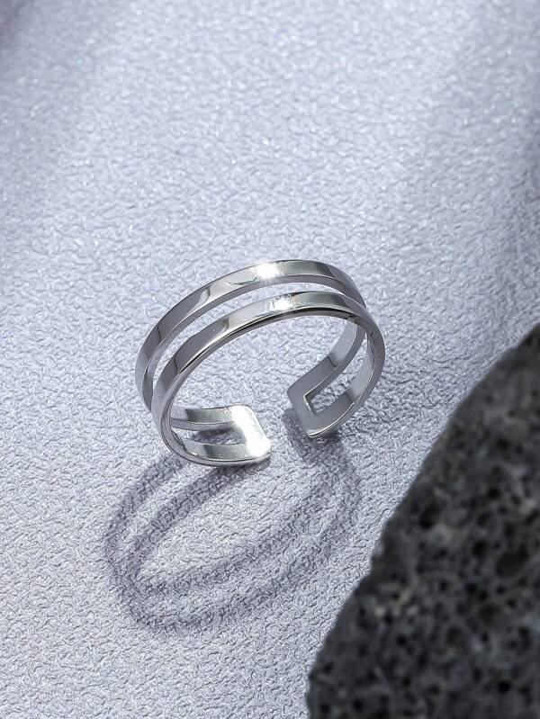 Fashionable and Popular Men Hollow Out Cuff Ring Stainless Steel for Jewelry Gift and for a Stylish Look