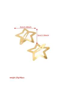 40pcs 3cm Gold Five-Pointed Star Shaped Hair Clips Made Of Alloy Street,Gold Head Piece Claw Clips Hair Claws Hair Barrettes, School Stuff