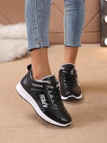 秋冬全新 Pu 皮革舒適鞋,柔軟保暖內襯,平底防滑鞋底,休閒運動場合的理想選擇