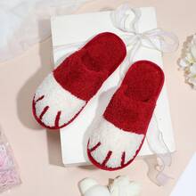 Cartoon Fuzzy Bedroom Slippers, Cat Claw Indoor Home Slippers, Comfortable Memory Foam Slippers For Women - Red - View 1