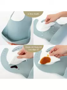 Set 5pcs Kit Para Comida Para Bebés Babero Cuenco De Silicona Cubiertos