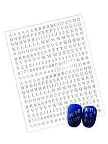 Adesivo de Unha Tsc-004 Letras Prateadas Adesivos de Unha Desenhos de Unha Decalques de Unha Decorações de Arte de Unha Para Mulheres e Presente de Amigas DIY