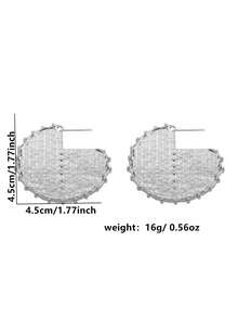 1pair European & American Exaggerated & Minimalist Design Hoop Earrings Suitable For Daily Wear - Silver - View 3