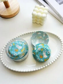 100 Piezas Papel Para Pastelitos Desechable Con Diseño De Belleza Nevada, Envoltorio De Alta Temperatura Resistente Al Aceite - Multicolor - Ver 1