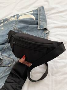 Bolso de cintura/riñonera deportiva de unicolor y versátil para mujer
