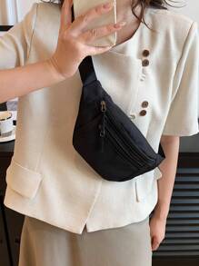 Bolso de cintura/riñonera deportiva de unicolor y versátil para mujer