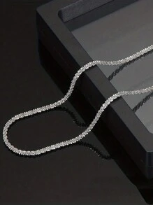 CVNANA 1pc Shiny Full Of Stars Necklace Unisex Glittering Titanium Steel Collarbone Chain Couple Sweater Chain Adjustable