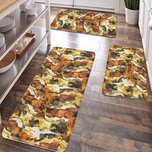 1pc Orange-yellow Geometric Pattern Modern Abstract Art Printed Polyester Fiber Absorbent Non-slip Mat, Suitable For Kitchen, Garden Ground Decoration, Entrance Doormat, Bathroom Mat - Orange - View 3