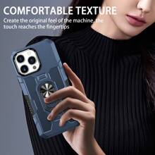 1pc Ring Holder Car Phone Holder Case, Anti-Drop Protective Cover Compatible With IPhone Compatible With Galaxy S25 Ultra, S24 Ultra, S23 Ultra, S22 Ultra, 6 To 15 Pro Max, Compatible With Redmi, Compatible With OPPO, Compatible With Vivo Models - Navy Blue - View 3