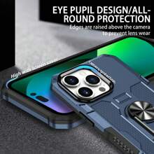 1pc Ring Holder Car Phone Holder Case, Anti-Drop Protective Cover Compatible With IPhone Compatible With Galaxy S25 Ultra, S24 Ultra, S23 Ultra, S22 Ultra, 6 To 15 Pro Max, Compatible With Redmi, Compatible With OPPO, Compatible With Vivo Models - Navy Blue - View 4