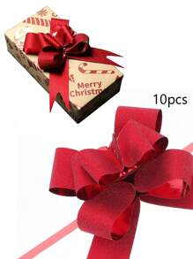 10pcs Bow Gift Wrapping, Solid Color Ribbon Bows, Glitter Pull Bows With Ribbon, Large Bows For Flower Shops, Weddings, Birthdays, Anniversaries, Decorative Corsage, Holiday Party Gift Wrapping