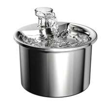 1 Distributeur D'eau Rond Pour Animaux De Compagnie En Acier Inoxydable De 2 L (ft333) Avec Alimentation Usb, Système De Filtre À Circulation Automatique. Pompe À Eau Silencieuse Et Réglable Avec Résistance À La Corrosion Pour Éviter La Mousse. Convient Aux Chats Et Aux Chiens.