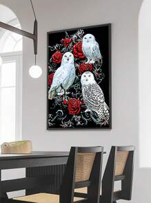 白色貓頭鷹鑽石繪畫套裝,適合成人兒童和初學者,diy鑽石繪畫套裝,圓滿鑲嵌鑽石藝術寶石繪畫,家居牆壁裝飾禮物(30*40cm)