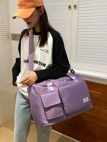 纯色尼龙可折叠手提行李袋带独立鞋仓运动瑜伽健身衣物收纳袋旅行袋