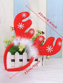 1 Pezzo Cerchietto Di Renna Decorativo Natalizio Con Piume Rosse, Fiocchi Di Neve, Campanelle E Corna, Accessorio Per Capelli Per Festa Di Natale, Regalo Di Natale, Prop Fotografia