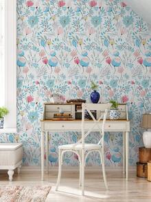 SUPSTICKER 1 卷七彩花朵藝術壁紙即剝即貼防潮加厚客廳臥室裝飾牆貼 48.8x15.8 英寸