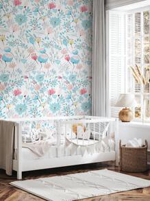 SUPSTICKER 1 卷七彩花朵藝術壁紙即剝即貼防潮加厚客廳臥室裝飾牆貼 48.8x15.8 英寸