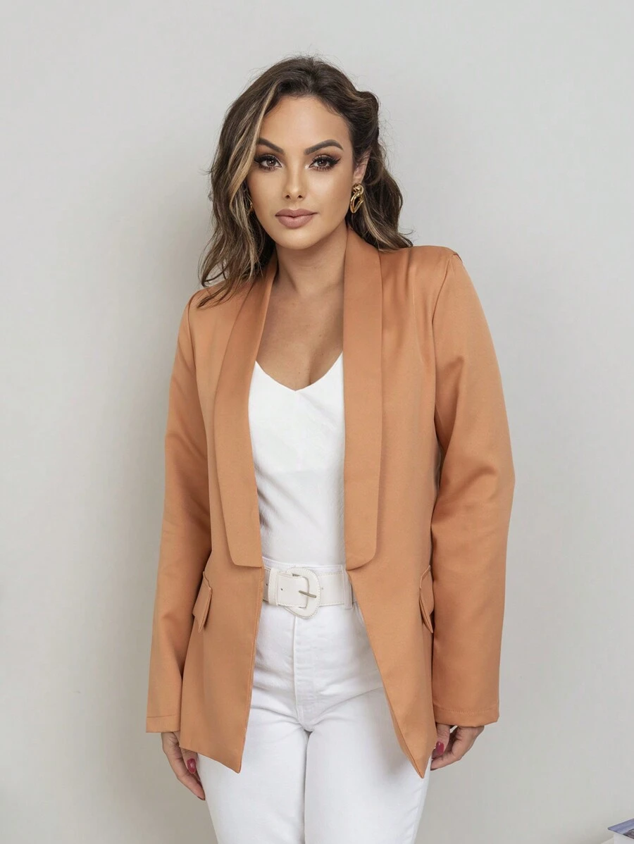 Women Blazers - 駝色 - 查看 1