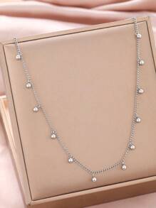 1條不鏽鋼項鍊,簡約迷你珠鏈,時尚優質輕盈奢華女士珠寶禮物,適用於派對