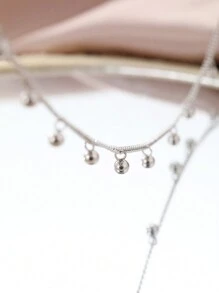 1條不鏽鋼項鍊,簡約迷你珠鏈,時尚優質輕盈奢華女士珠寶禮物,適用於派對